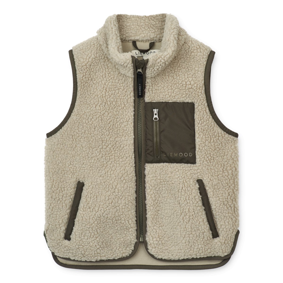 Liewood | Vada Pile Vest | Mist / Army brown - Eli & Friends