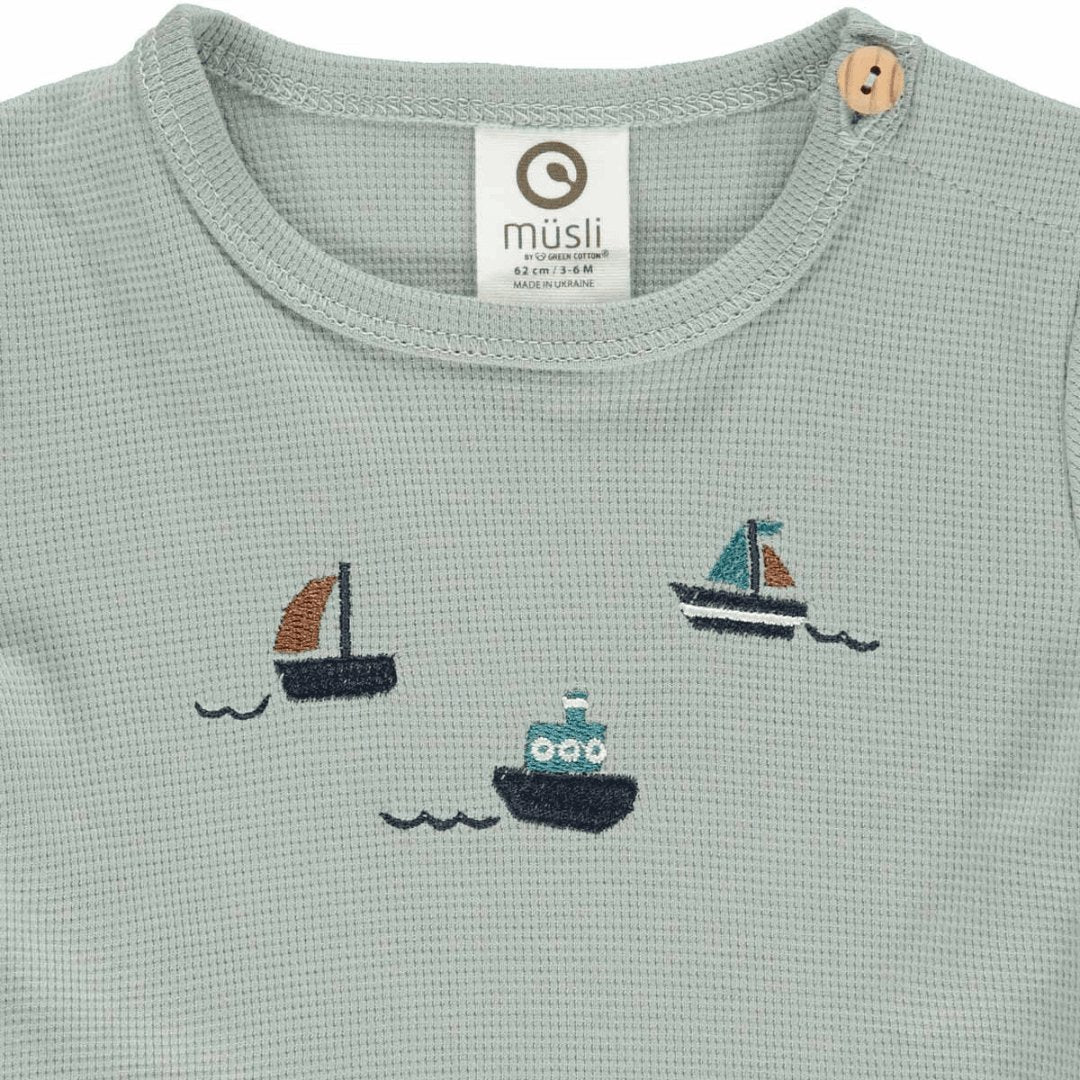 Müsli | Waffle s/s T-shirt Baby | Spa green - Eli & Friends
