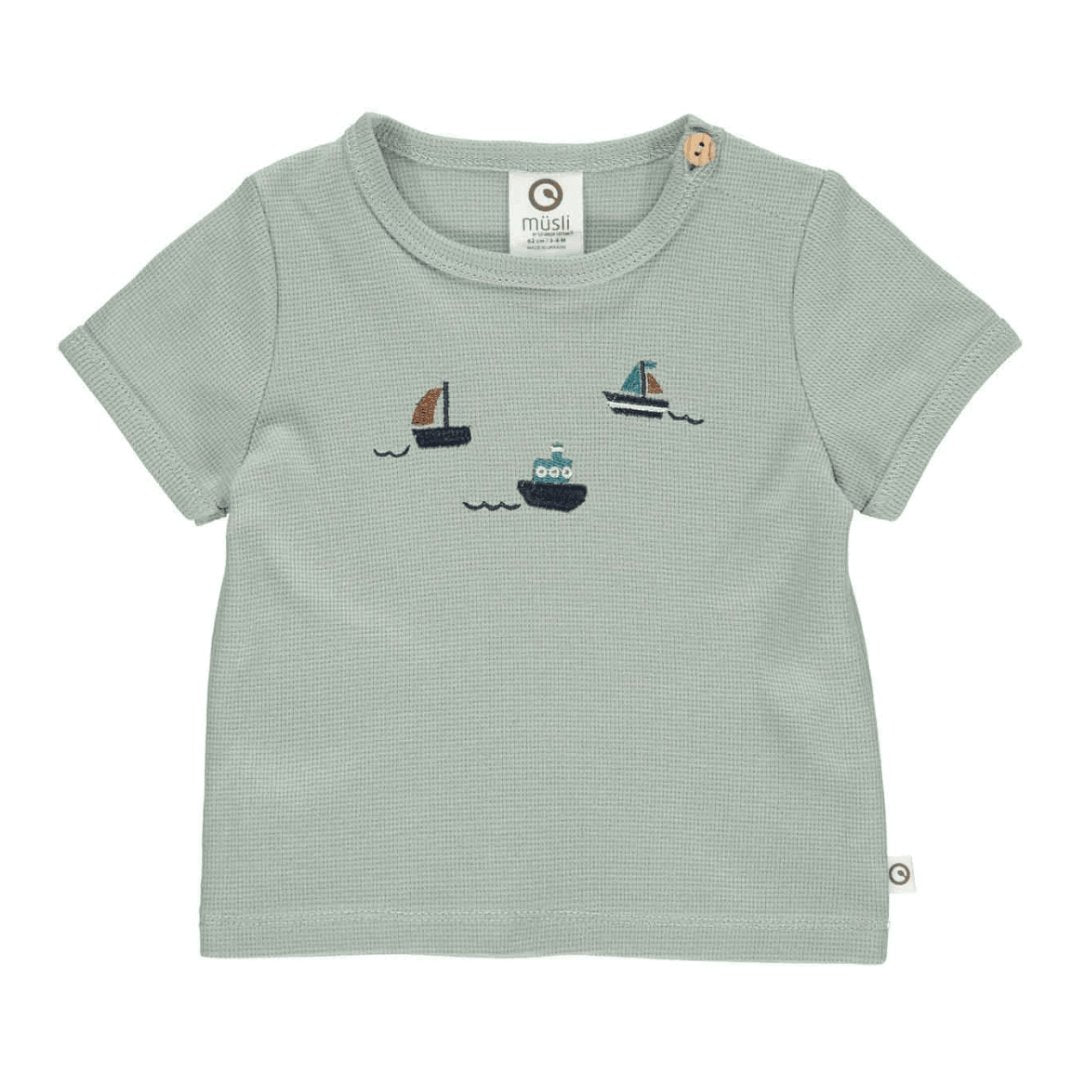 Müsli | Waffle s/s T-shirt Baby | Spa green - Eli & Friends